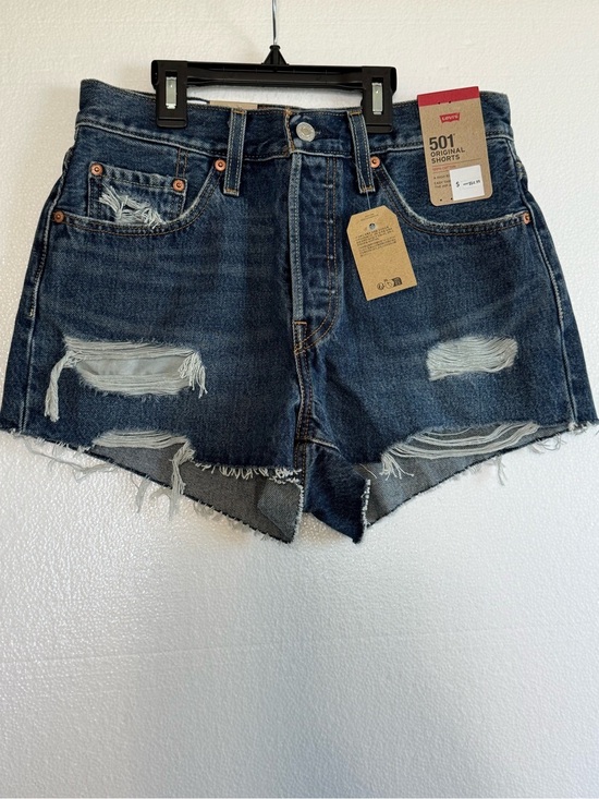 Levi's Pants - Levi’s 501 Original Distressed Denim Shorts High Rise Cutoff Sz 27 Dark Wash NWT